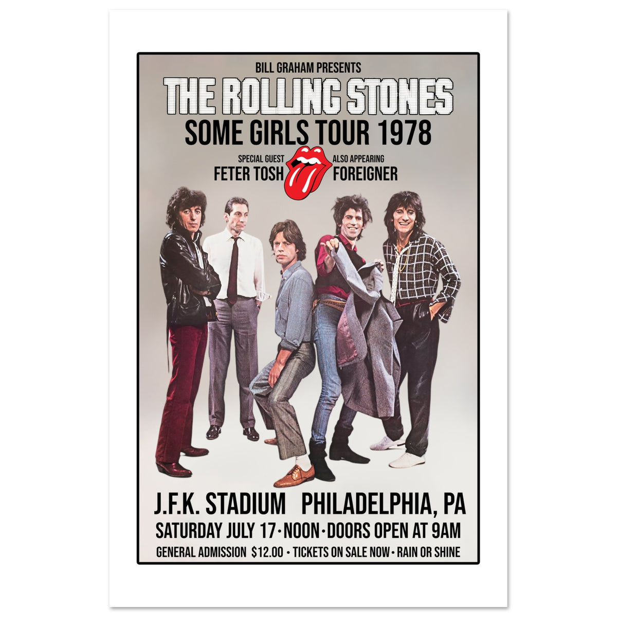 Rolling Stones ローリングストーンズ JFK Stadium 78 Rolling Stones JFK Stadium Concert Tour Poster Art Print