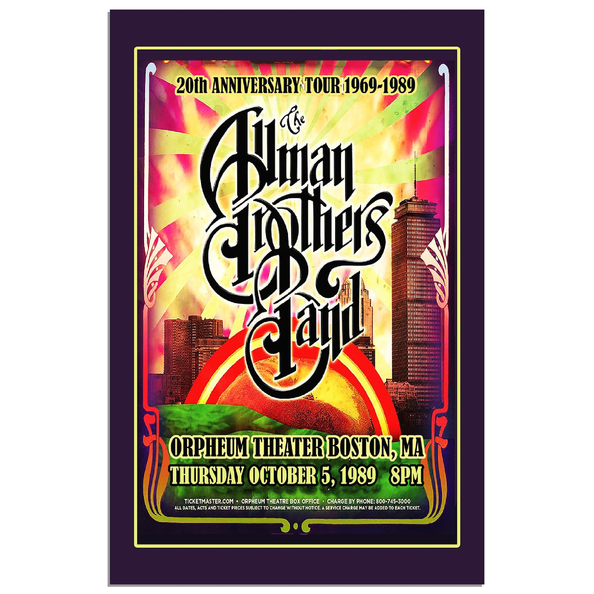 Orpheum Theater Boston 25th Anniversary 1989 Tour Poster Art