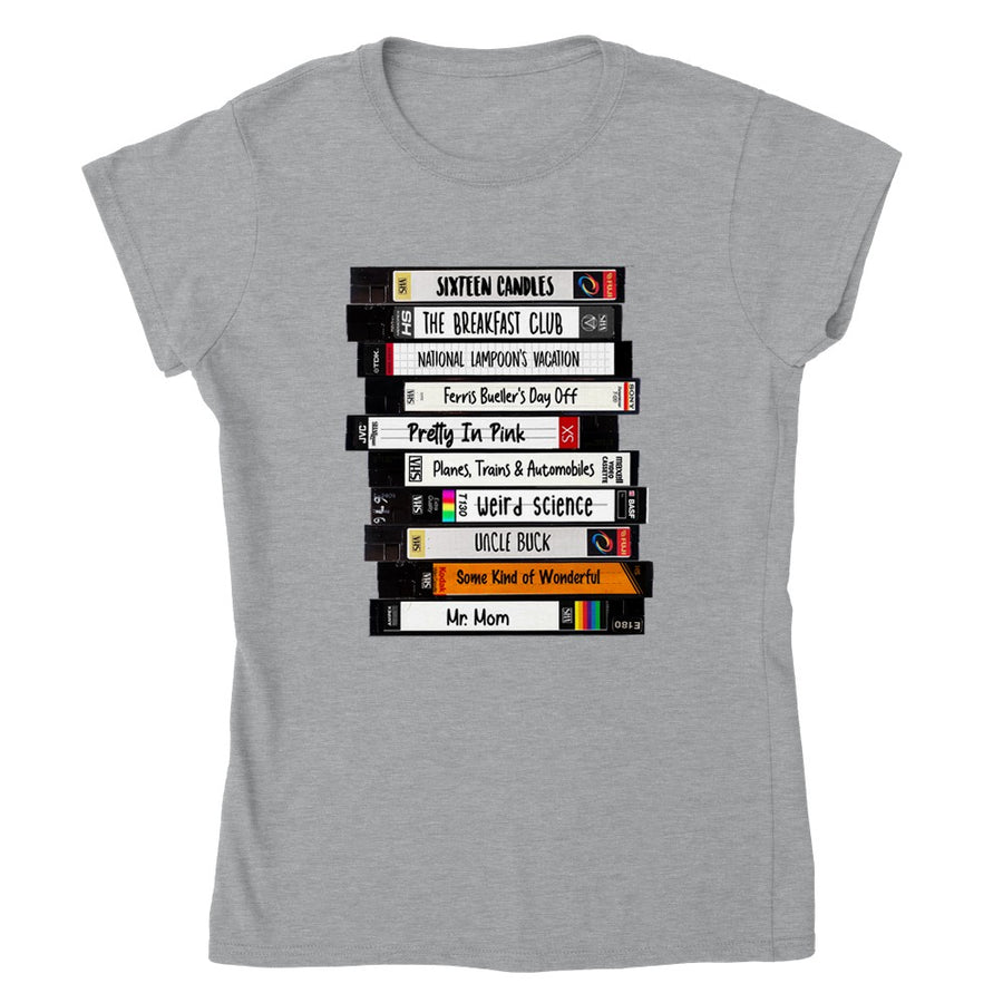 Eighties 80's VHS John Hughes Movies T-Shirt Tee Women's
