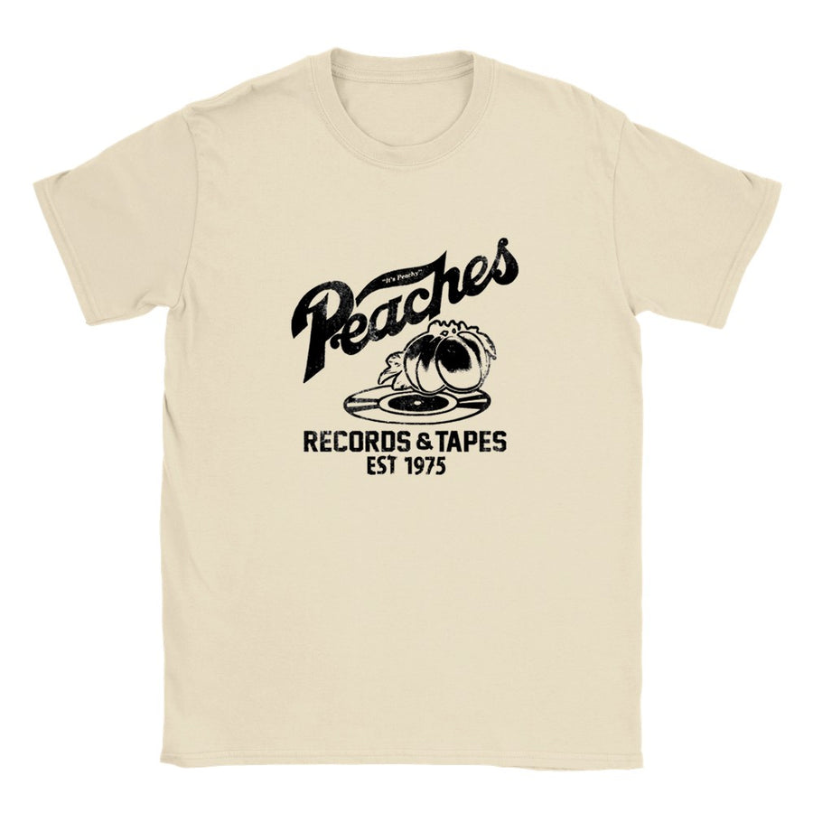 Peaches Records & Tapes Establised 1975 Retro T-Shirt Tee Men's Unisex