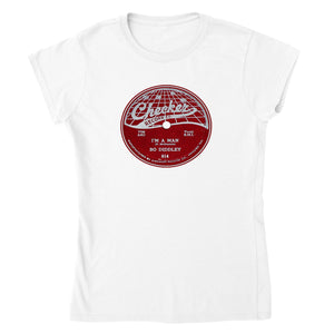 Bo Didley I'm A Man 78 RPM Record Label Checker Records Women's T-Shirt Tee