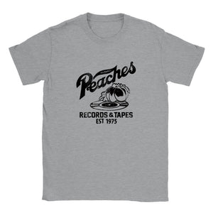 Peaches Records & Tapes Establised 1975 Retro T-Shirt Tee Men's Unisex