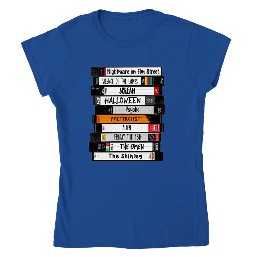 VHS Classic Horror Movies TV T-Shirt Tee Women's