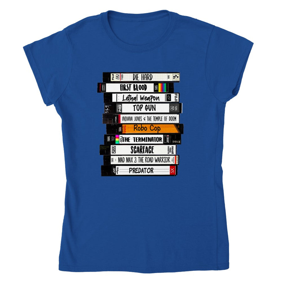 Eighties 80's VHS Action Movies T-Shirt Tee Women's