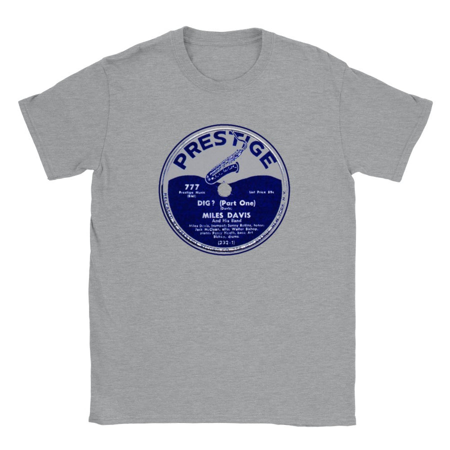 Miles Davis 78 RPM Record Label Unisex T-Shirt Tee Prestige Records
