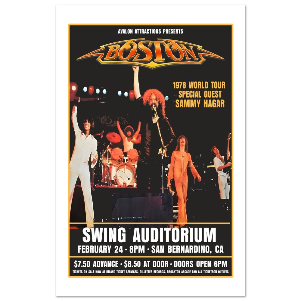 Boston San Bernardino CA Concert Tour Poster Art Print 1978
