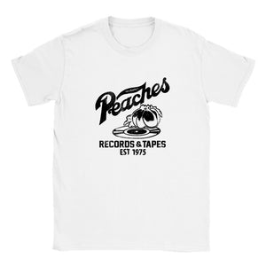 Peaches Records & Tapes Establised 1975 Retro T-Shirt Tee Men's Unisex