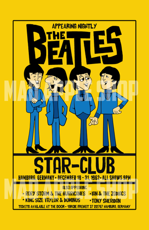 The Beatles Cartoon Concert Tour Poster Art Print Star Club Hamburg Germany 1962