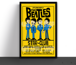 The Beatles Cartoon Concert Tour Poster Art Print Star Club Hamburg Germany 1962