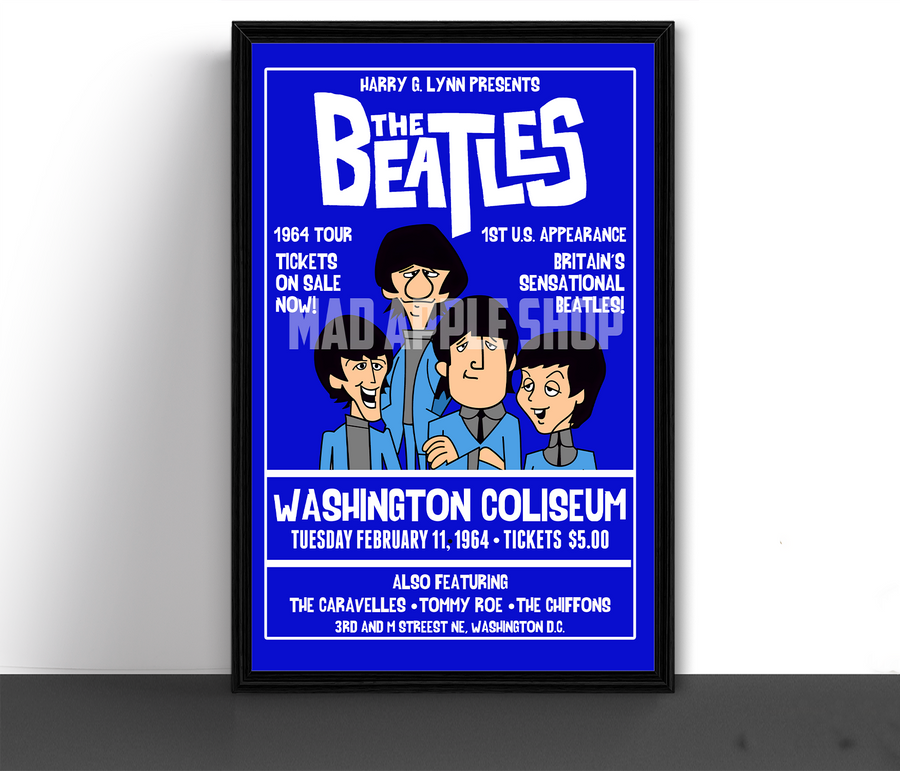 The Beatles Cartoon Concert Tour Poster Art Print Star Club Washington D.C. 1964