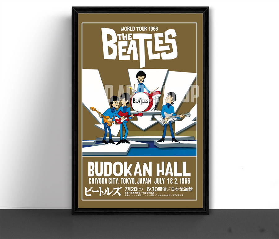 The Beatles Cartoon Concert Tour Poster Art Print Budokan Hall Tokyo 1966