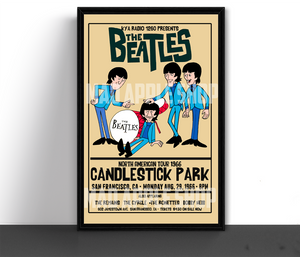 The Beatles Cartoon Concert Tour Poster Art Print Candlestick Park San Francisco 1966