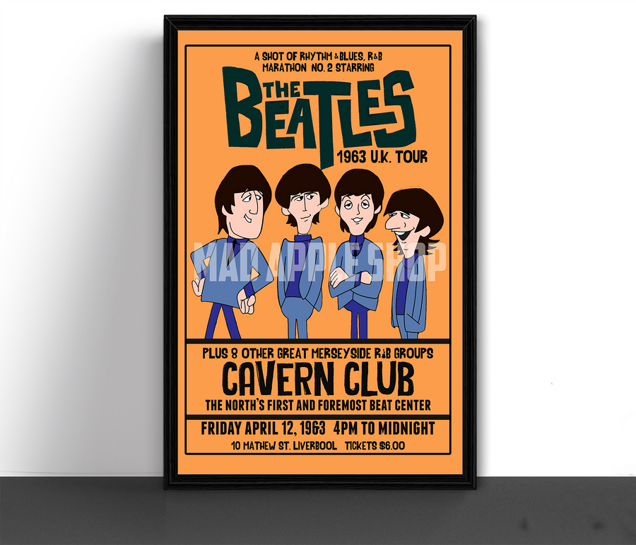 The Beatles Cartoon Concert Tour Poster Art Print Cavern Club Liverpool 1963