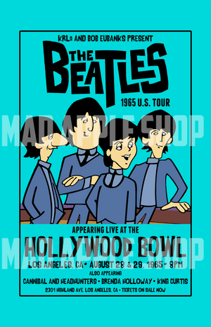 The Beatles Cartoon Concert Tour Poster Art Print Hollywood Bowl Los Angeles 1965