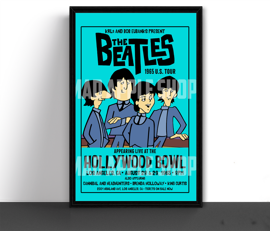 The Beatles Cartoon Concert Tour Poster Art Print Hollywood Bowl Los Angeles 1965