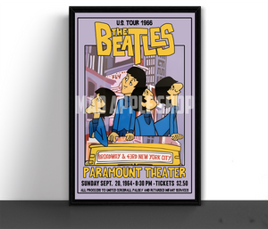 The Beatles Cartoon Concert Tour Poster Art Print Paramount Theater New York 1964