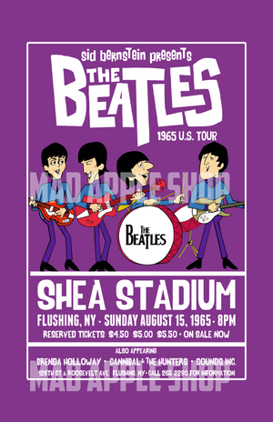 The Beatles Cartoon Concert Tour Poster Art Print Shea Stadium New York 1965