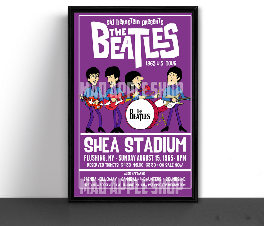 The Beatles Cartoon Concert Tour Poster Art Print Shea Stadium New York 1965