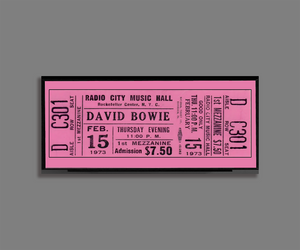 David Bowie 1973 Concert Ticket Stub Art Print Poster Ziggy Stardust & Spiders From Mars Tour