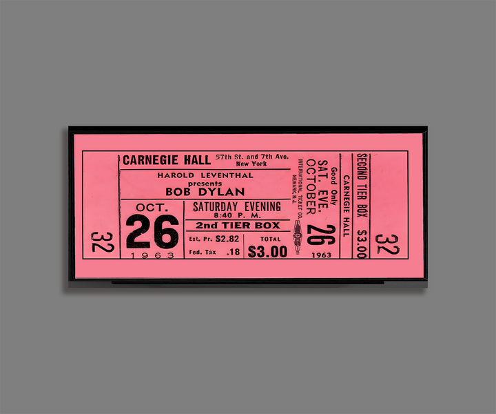 Bob Dylan Carnegie Hall 1963 Concert Ticket Stub Art Print Poster
