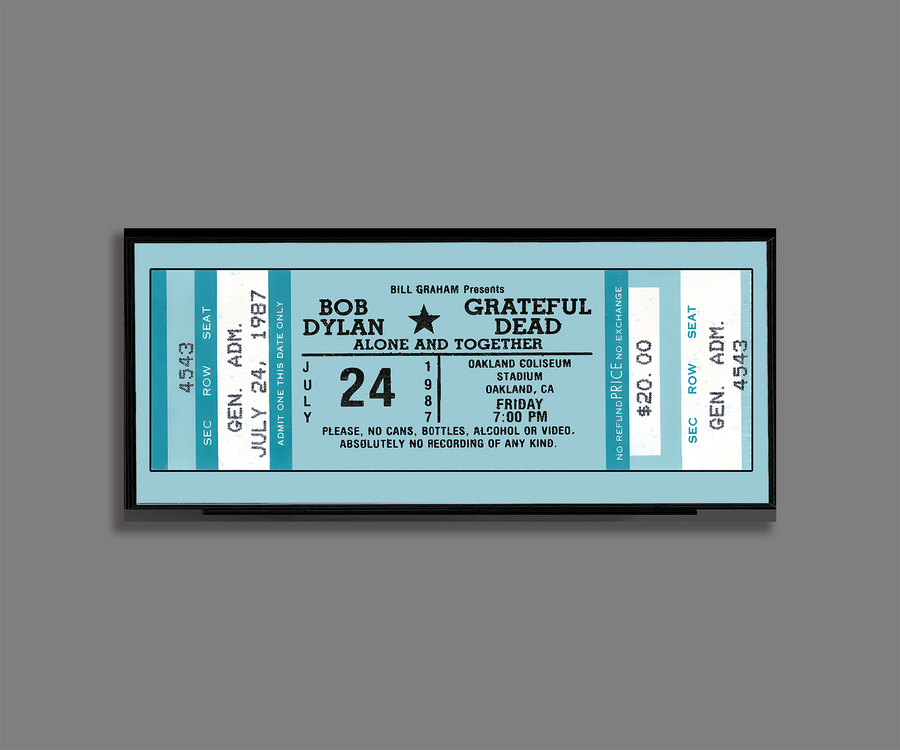 Bob Dylan & Grateful Dead 1987 Concert Ticket Stub Art Print Poster