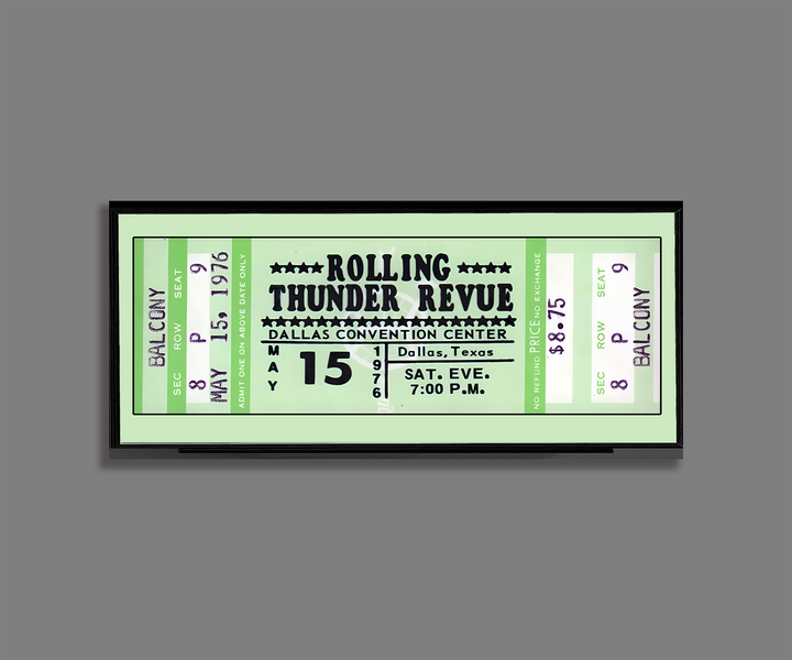 Bob Dylan Rolling 1976 Concert Ticket Stub Art Print Poster Rolling Thunder Review