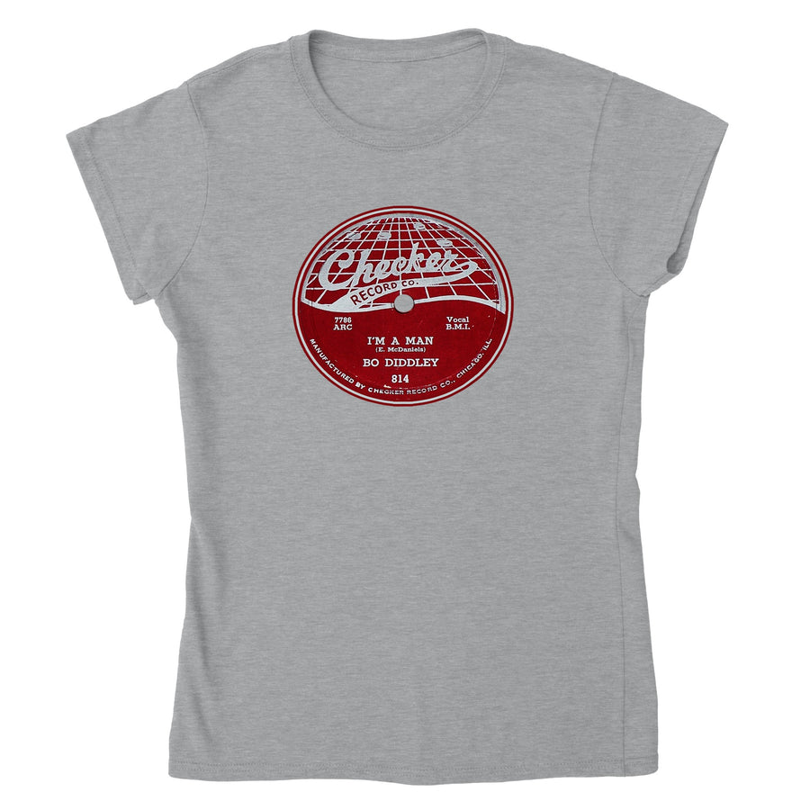 Bo Didley I'm A Man 78 RPM Record Label Checker Records Women's T-Shirt Tee