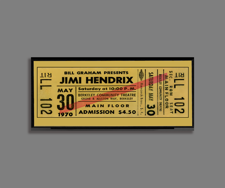 Jimi Hendrix Berkeley 1970 Concert Ticket Stub Art Print Poster