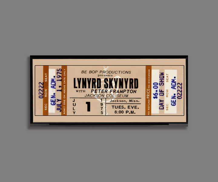 Lynyrd Skynyrd 1975 Concert Ticket Stub Art Print Poster Nuthin' Fancy Tour