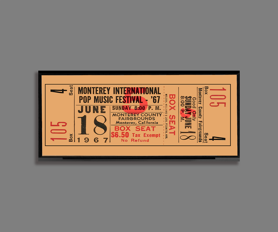 Monterey Pop Festival 1967 Concert Ticket Stub Art Print Poster