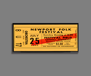 Newport Folk Festival 1965 Concert Ticket Stub Art Print Poster Bob Dylan The Band