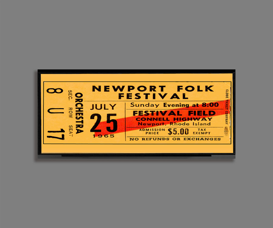 Newport Folk Festival 1965 Concert Ticket Stub Art Print Poster Bob Dylan The Band