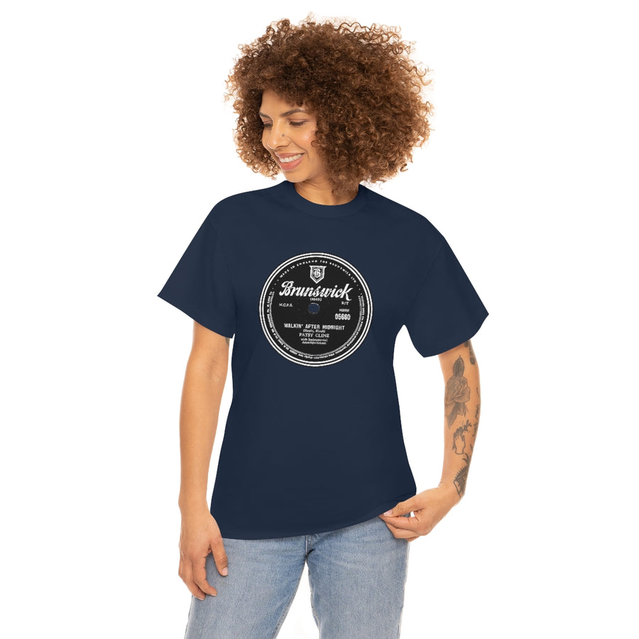 Patsy Cline Walkin' After Midnight Brunswick Record Label 78 RPM Country Vinyl Men's T Shirt Tee