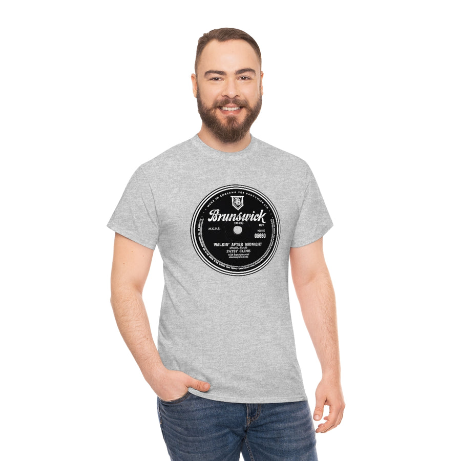 Patsy Cline Walkin' After Midnight Brunswick Record Label 78 RPM Country Vinyl Men's T Shirt Tee